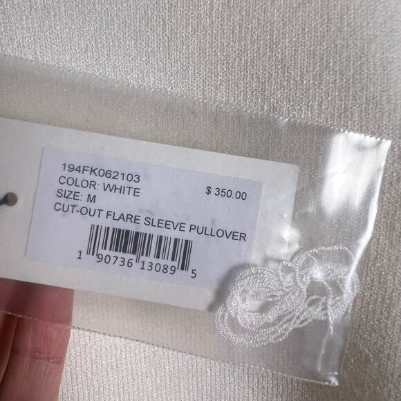 Milly White Cut-Out Flare Long Sleeve Knit Pullover Sweater Top Size M - Picture 9 of 10